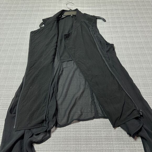 Eileen Fisher Vest Medium Sleeveless Shark Bite Hem‎ Zip Up Whimsy Flowy Top - Picture 4 of 10